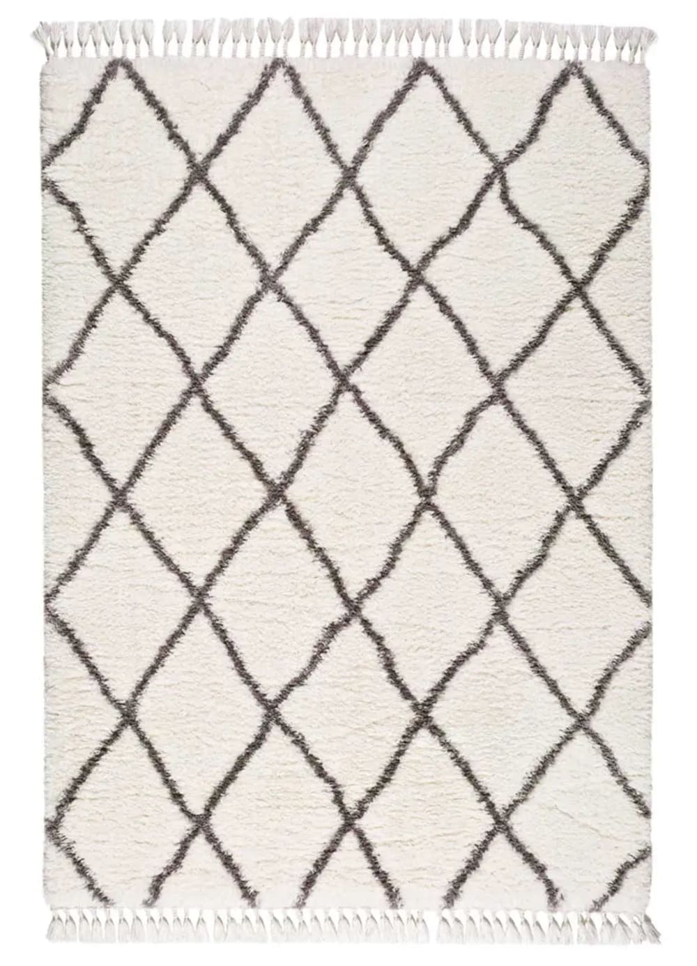 Tapis descente de lit shaggy uni blanc 60x120 cm