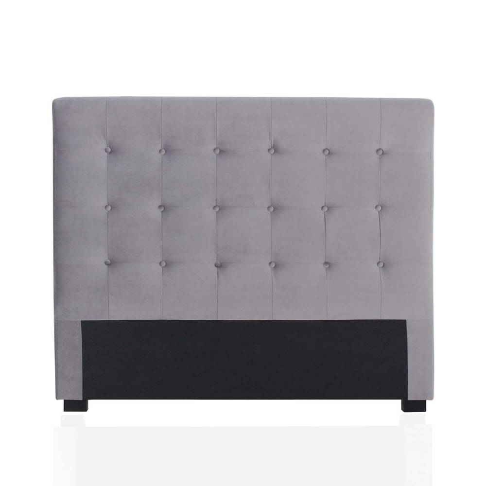 Tête de lit capitonnée en velours gris argent 140cm