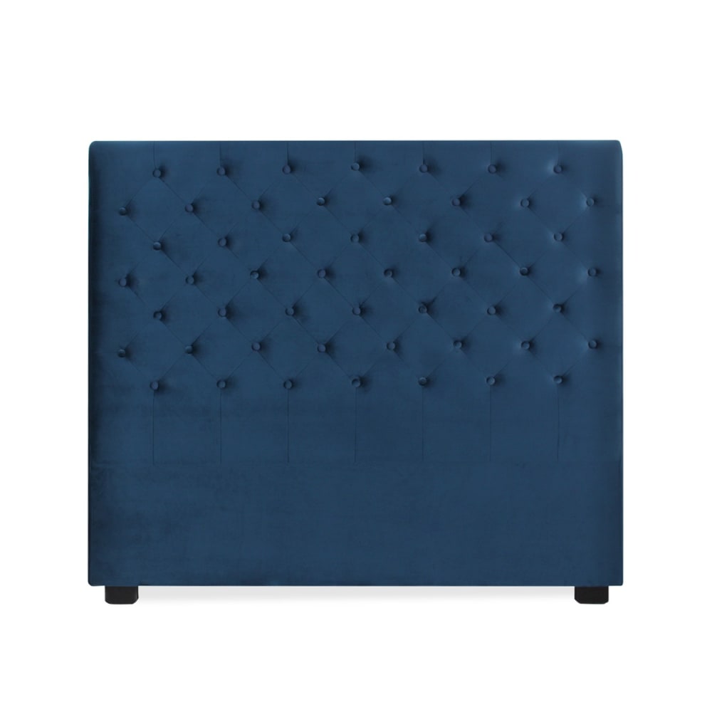 Tête de lit capitonnée en velours bleu foncé 140cm