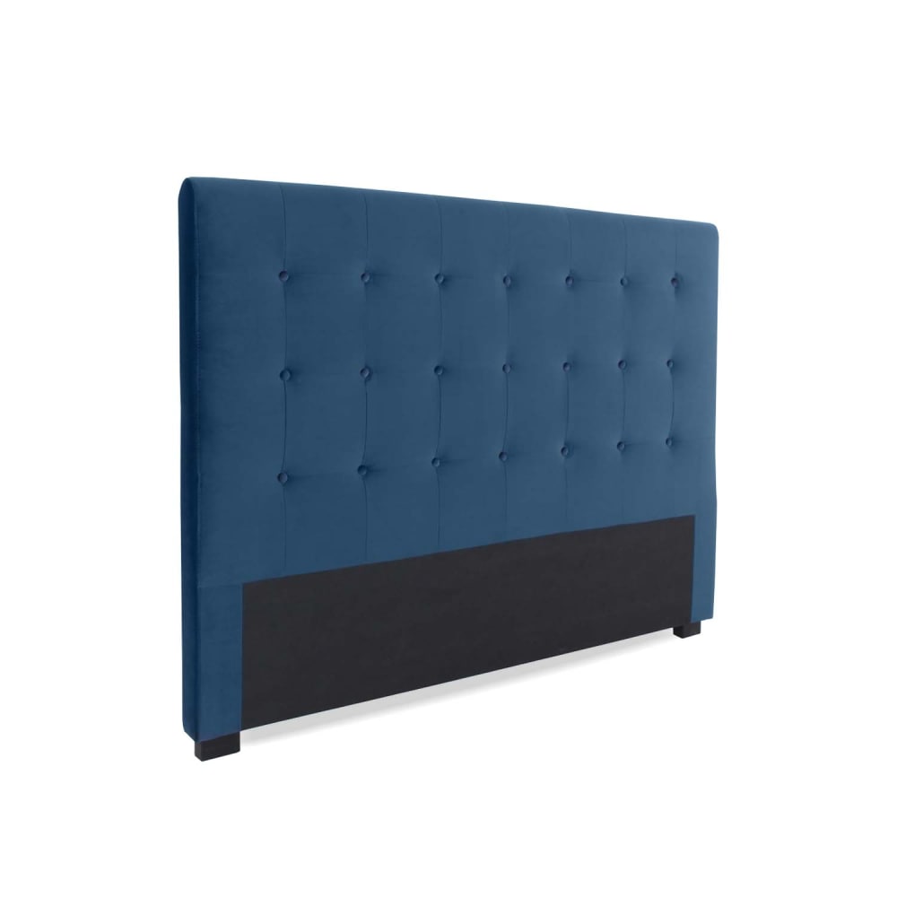 Tête de lit capitonnée en velours bleu 160cm