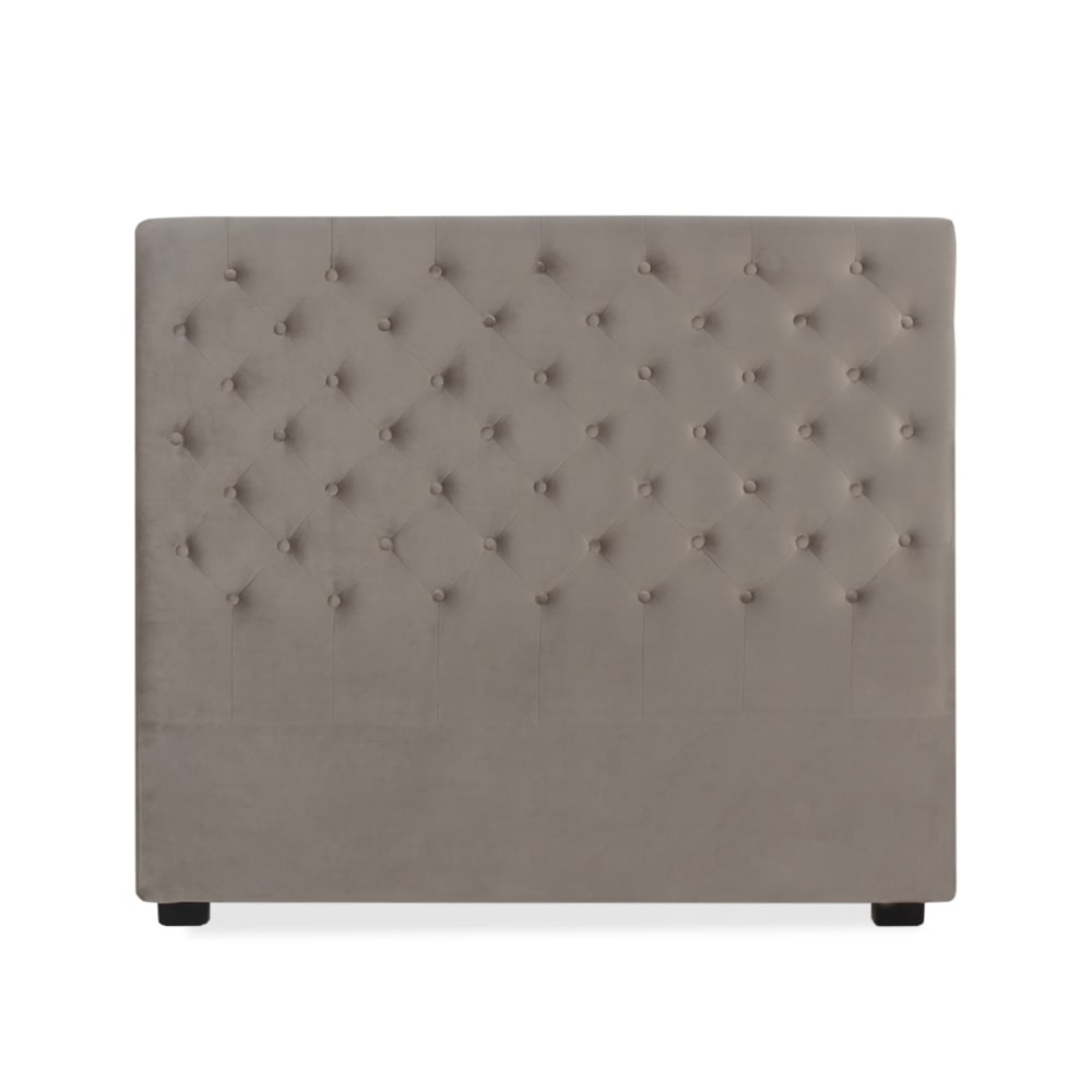 Tête de lit capitonnée en velours taupe 140cm