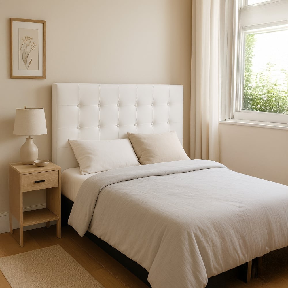 Tête de lit capitonnée blanc 160cm
