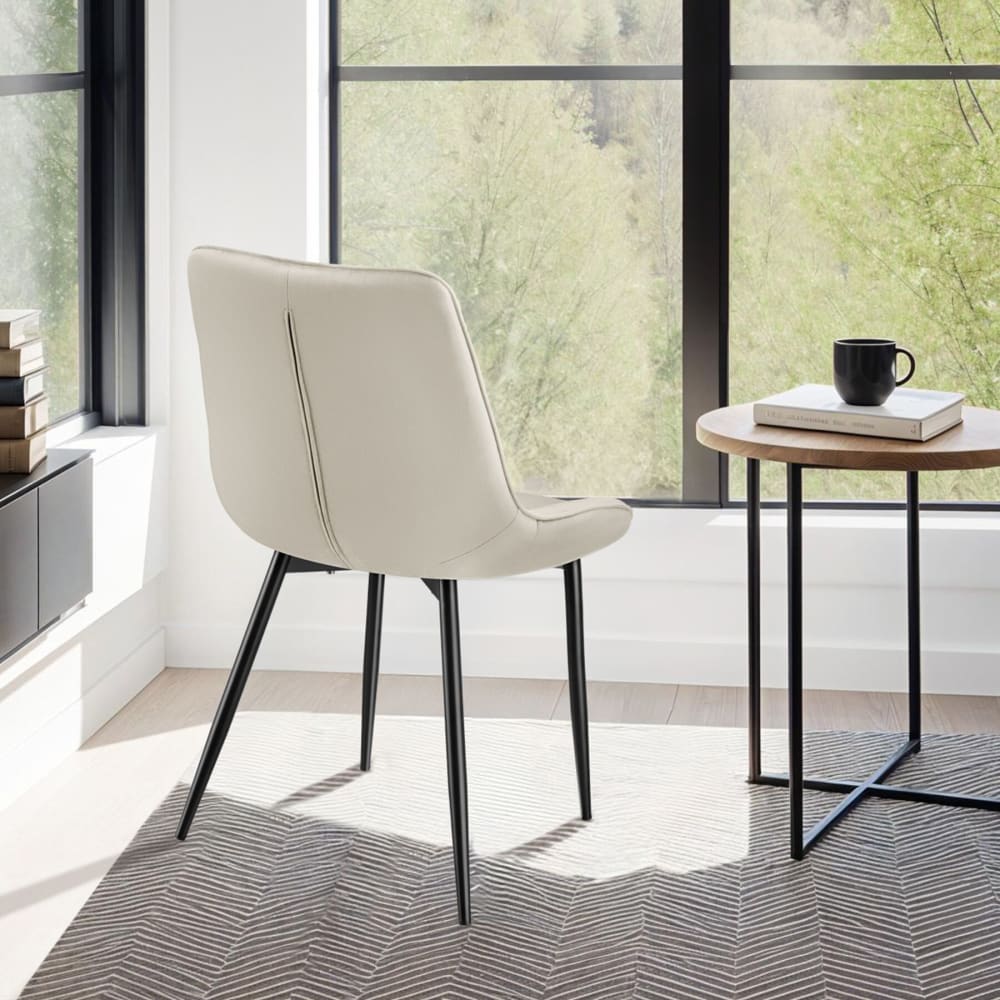 Lot de 6 chaises de salle à manger rembourrées, tissu, crème