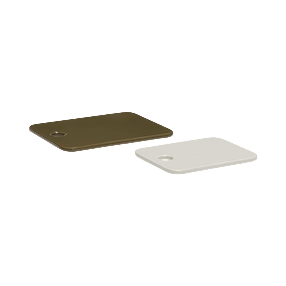 Lot de 2 plateaux en céramique olive et blanc