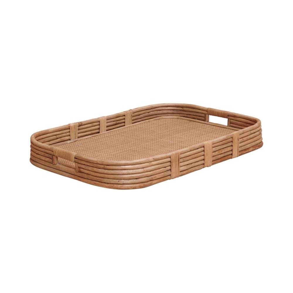 plateau en rotin clair