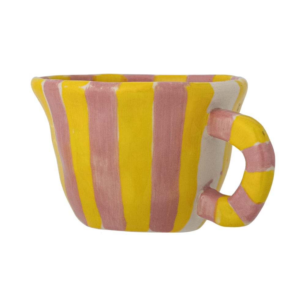 Tasse en grès jaune et rose h7