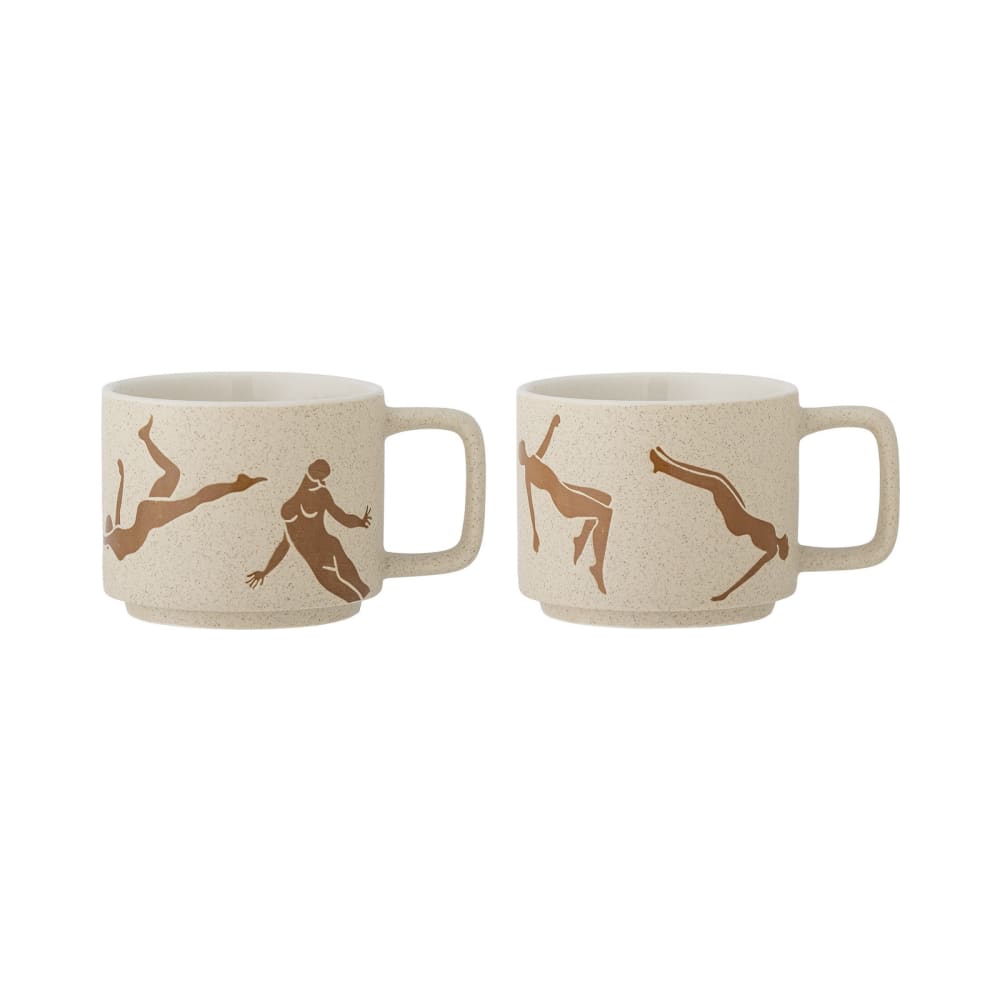 Lot de 2 mugs en grès marron