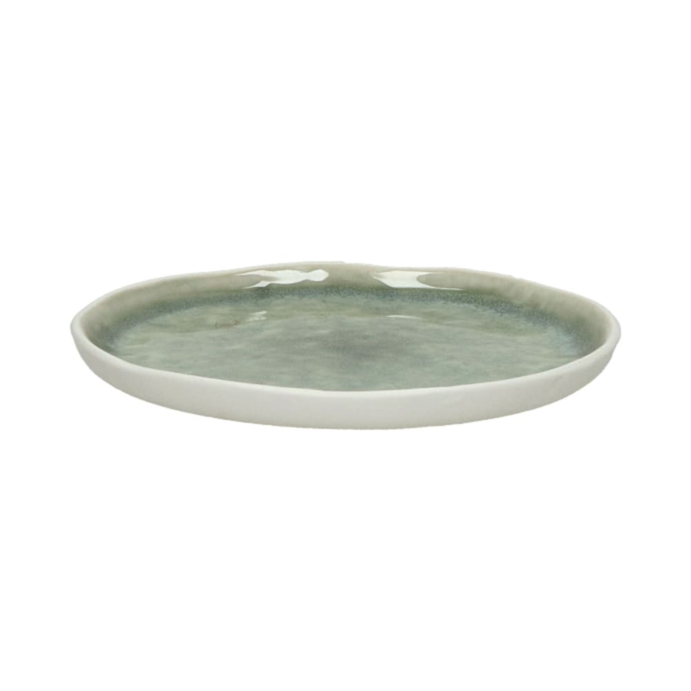 Assiette en porcelaine blanc et vert pâle