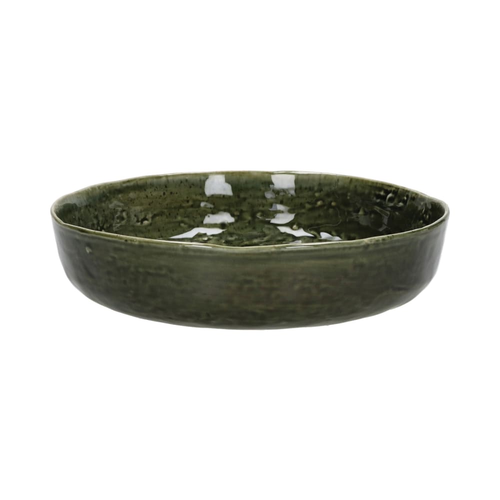 Assiette creuse en grès vert foncé