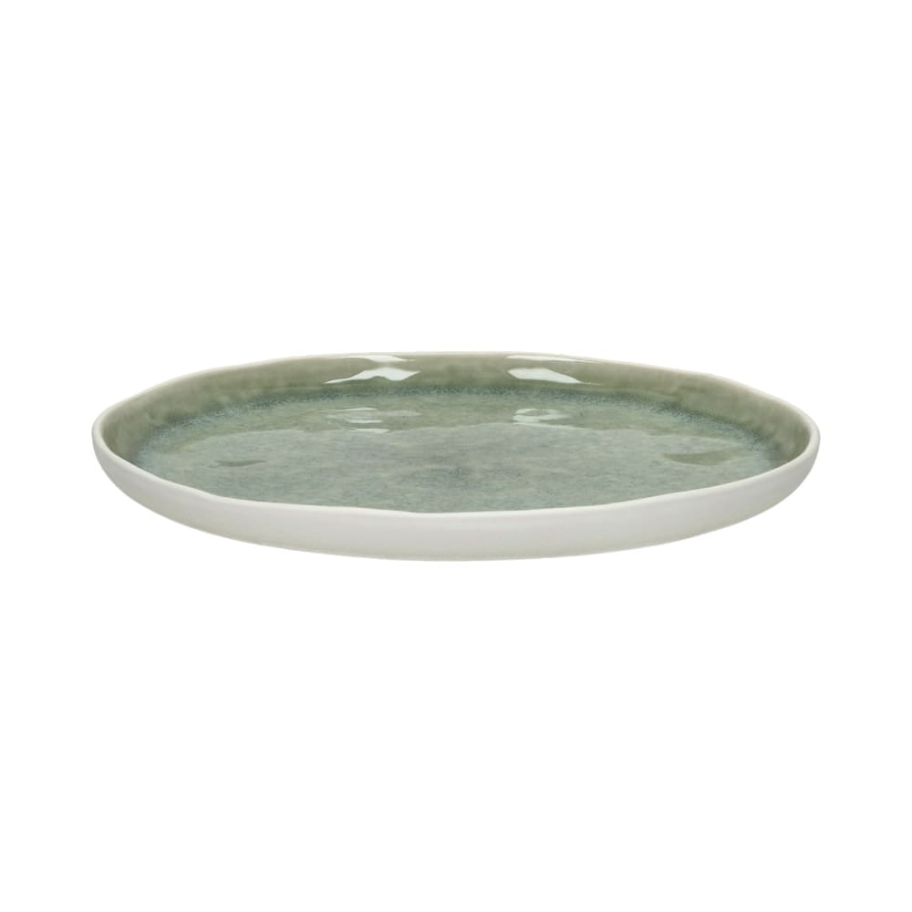 Assiette à dessert en porcelaine blanc et vert pâle