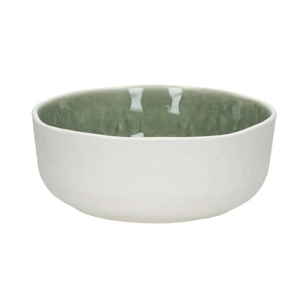 Bol à soupe en porcelaine blanc et vert pâle d16