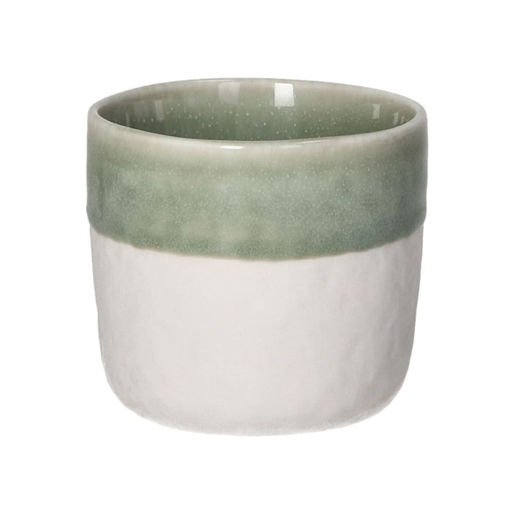 Verre en porcelaine blanc et vert pâle h6.5 Verre en porcelaine blanc et vert pâle h6.5