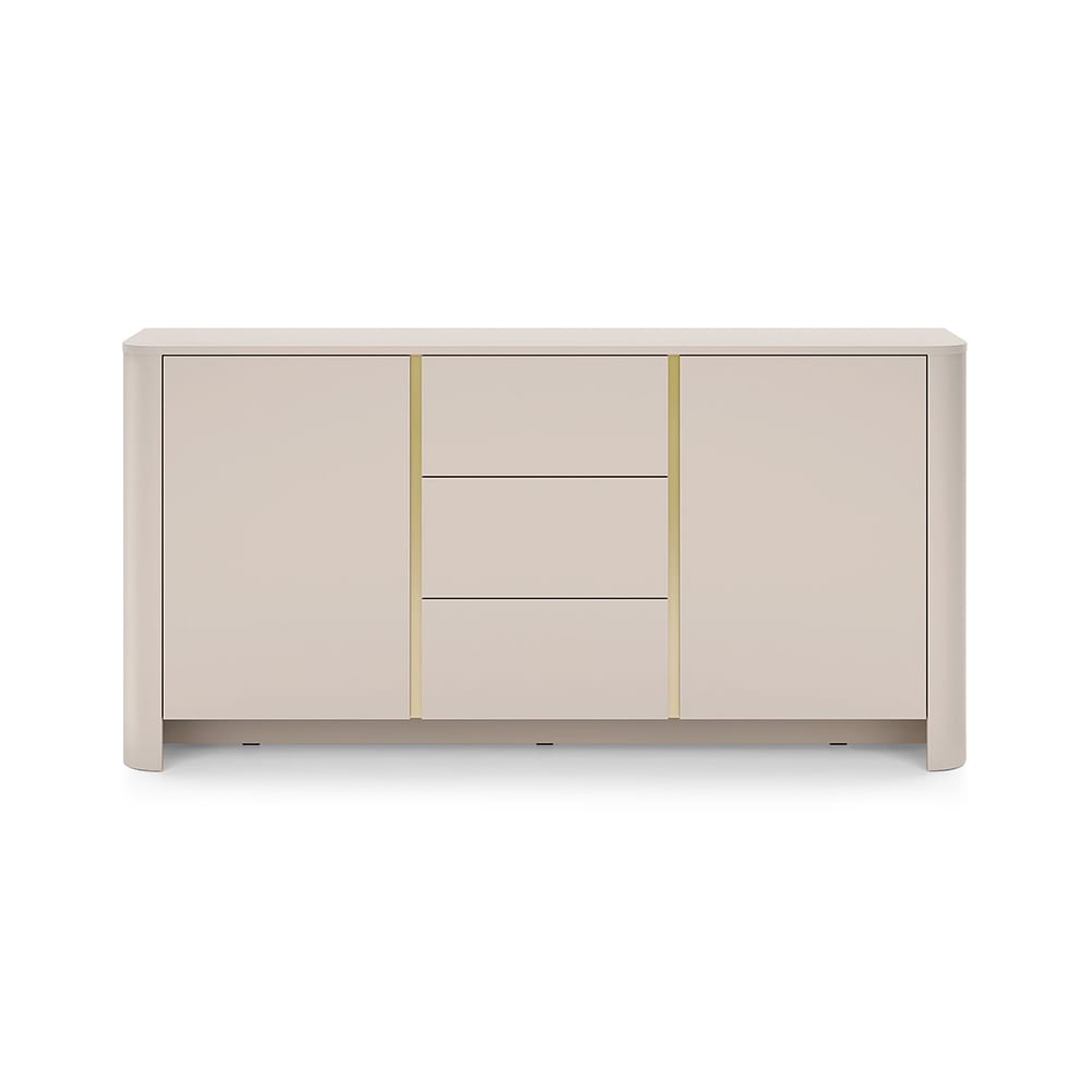 Feldmann-Wohnen Kommode mit 3 Schubladen aus Spanplatte, 168x39x84cm, kaschmir style modern Beige Spanplatte