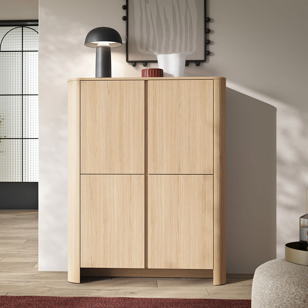 Kommode mit 2 Türen aus Spanplatte, 103x39x132cm, eiche vicenza -