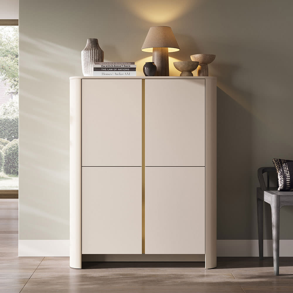 Kommode mit 2 Türen aus Spanplatte, 103x39x132cm, kaschmir -