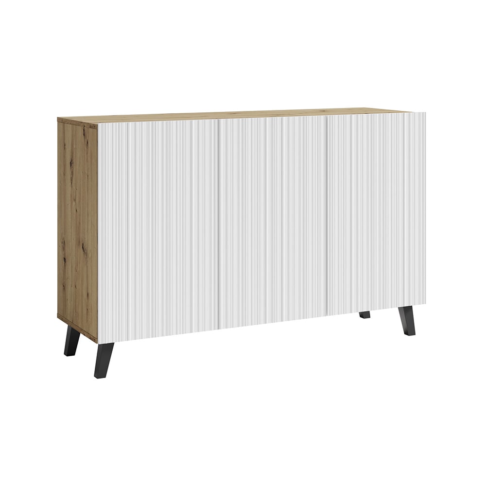 Feldmann-Wohnen Kommode mit 3D-Muster aus MDF, Eiche Artisan / weiß, 190x32x39cm style modern - Spanplatte