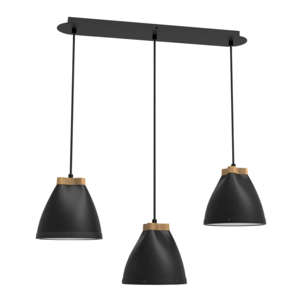 Suspension métal 3 lumières l58cm noir — vue 3
