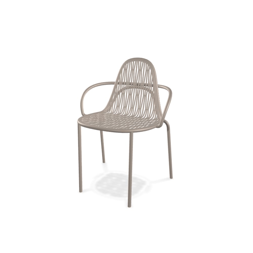 Lot de 2 chaises de jardin en métal taupe