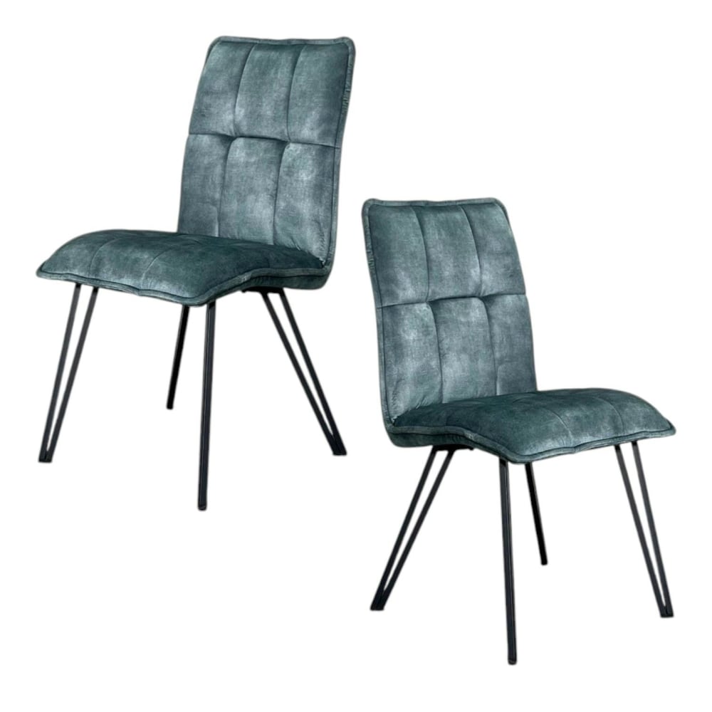 Lot de 2 chaises matelassées assise synthétique bleue