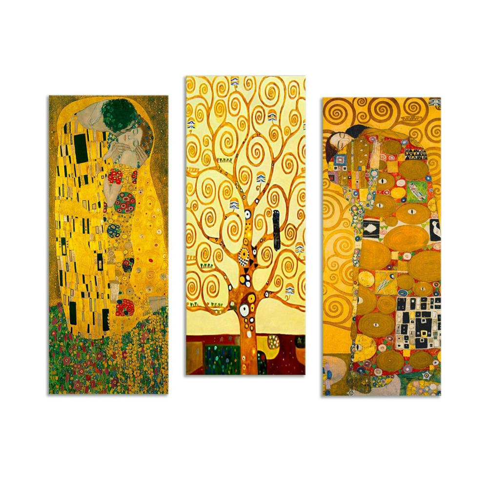 Tableau décoratif Klimt – Baiser, Arbre, Etreinte (set de 3)