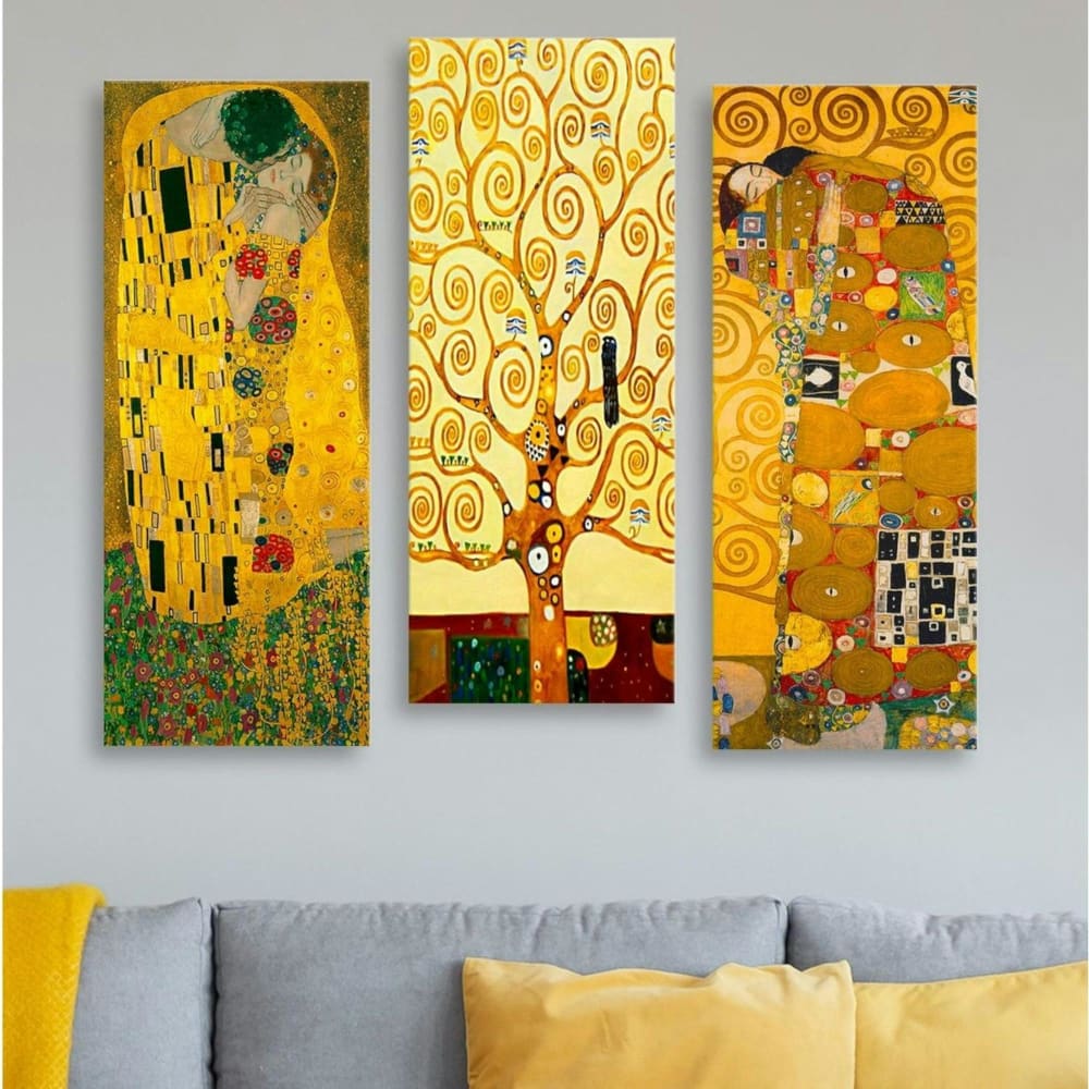 Tableau décoratif klimt – baiser, arbre, etreinte (set de 3) — vue 3