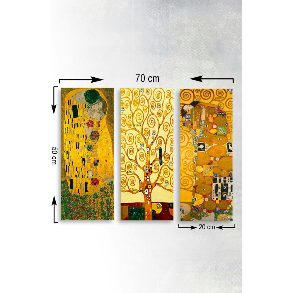 Tableau décoratif klimt – baiser, arbre, etreinte (set de 3) — vue 4