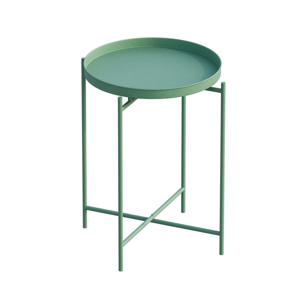 Bout de canapé rond 46 cm métal vert moderne