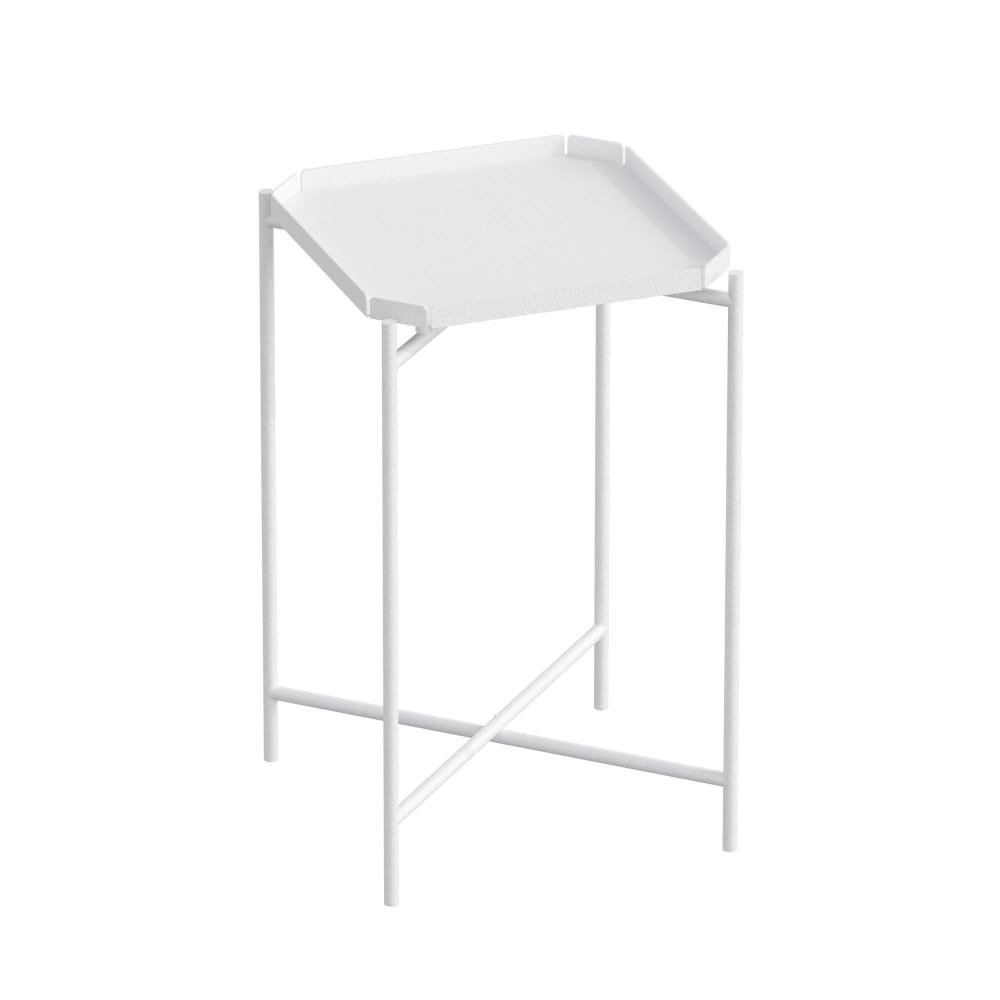 Bout de canapé blanc en métal pieds croisés