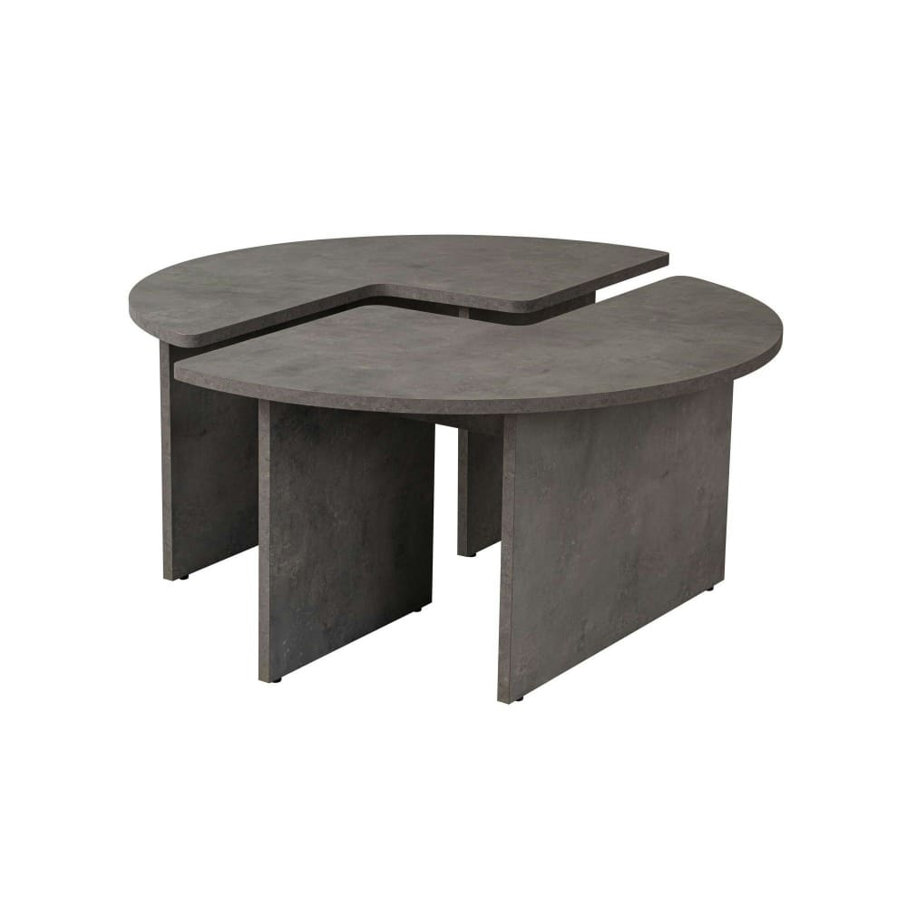 Table basse ronde design puzzle - décor béton