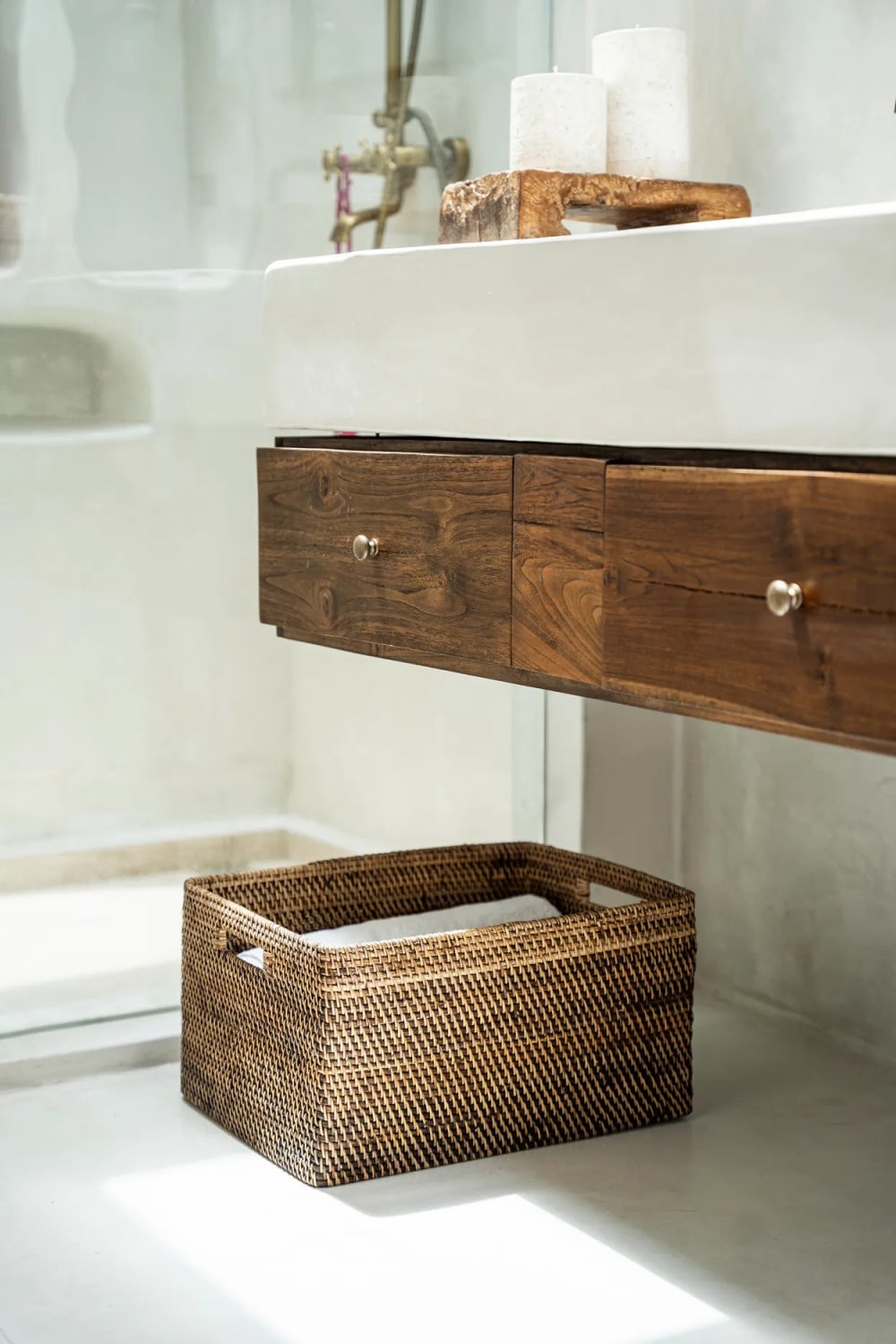 Panier rotin marron 51x41x25cm