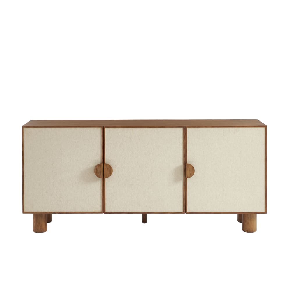 Buffet 3 portes placage frêne et lin 170cm