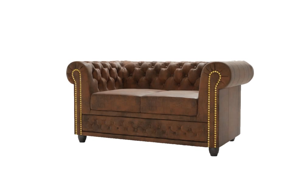 S-Style 2-Sitzer Chesterfield Sofa in Vintage-Optik, Braun style classic chic Braun Mikrofaser