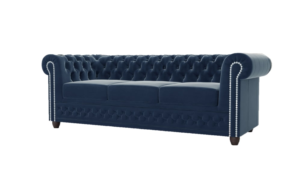 S-Style 3-Sitzer Chesterfield Sofa aus Samt-Bezug, Marineblau style classic chic - Samt