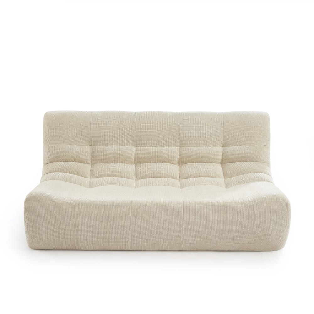 Banquette modulable 2 places tissu chenille écru