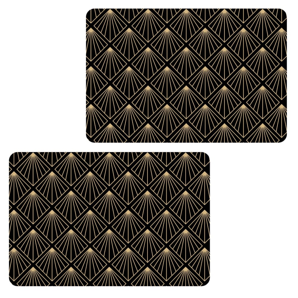 Lot de 2 sets de table noirs avec encre métallique doré 30 x 45 cm