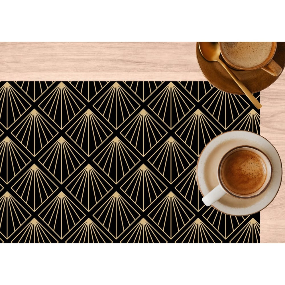 Lot de 2 sets de table noirs avec encre métallique doré 30 x 45 cm - Maisons du Monde