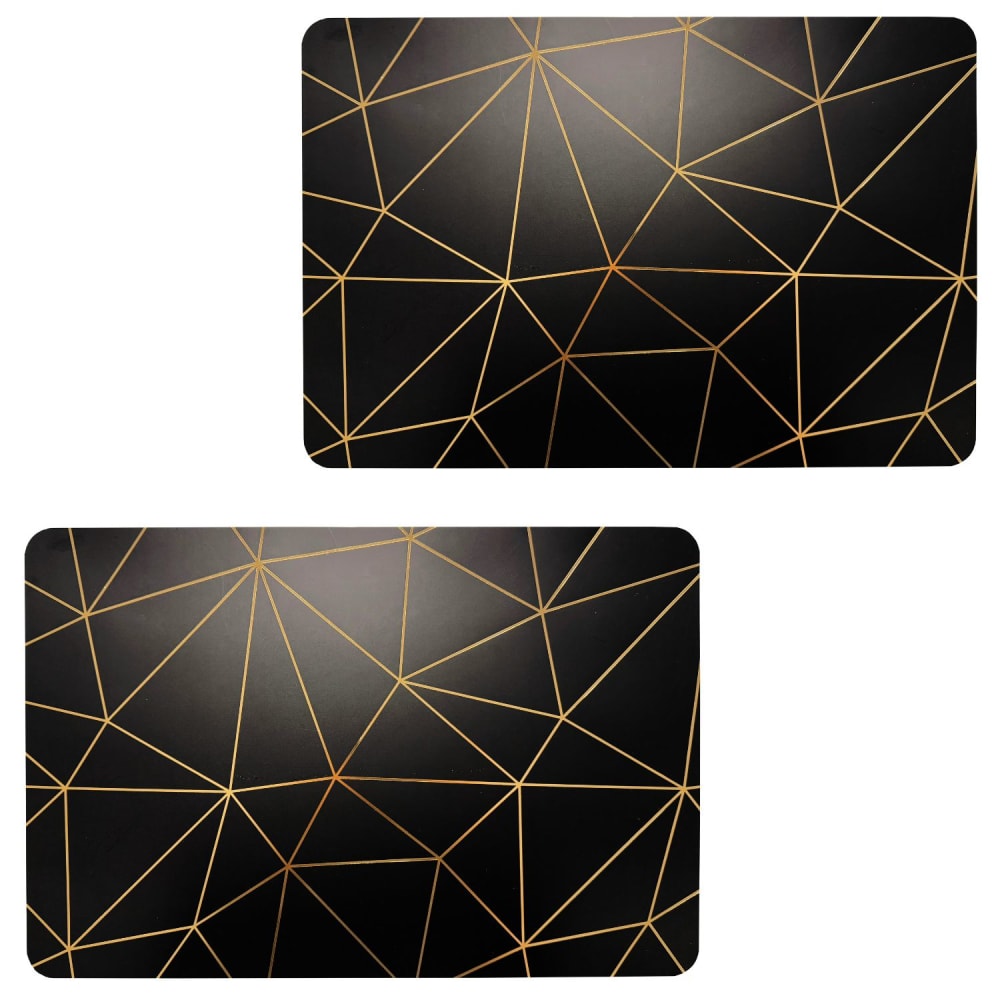 Lot de 2 sets de table noirs avec encre métallique doré 30 x 45 cm
