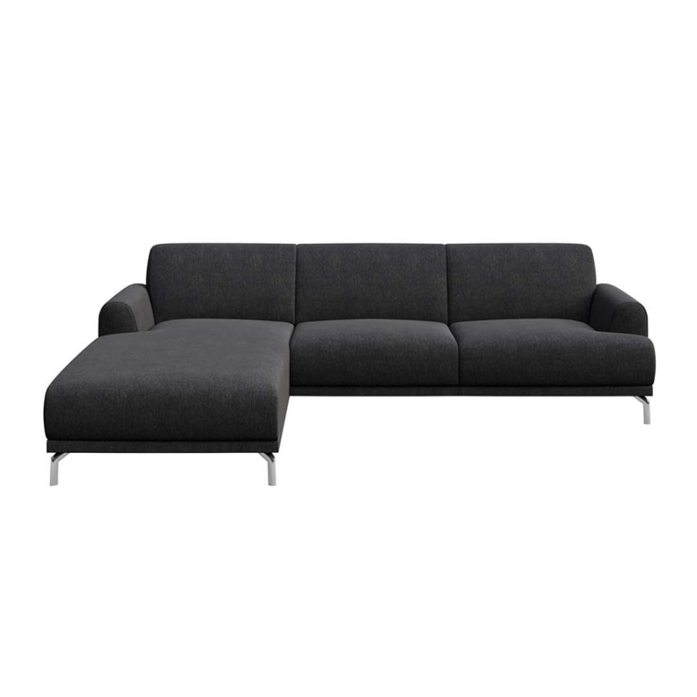Mesonica Ecksofa links aus Polyester dunkelgrau - Stoff