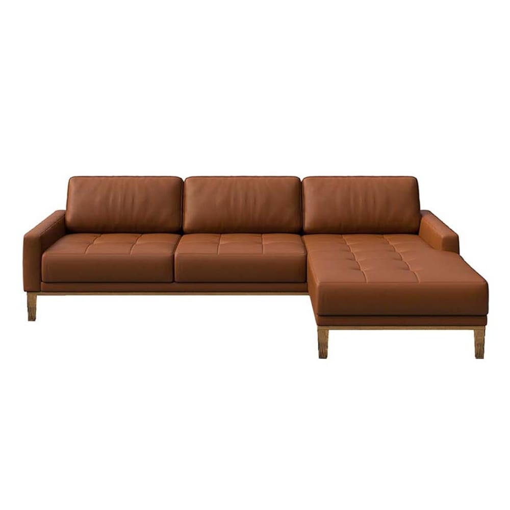 Ecksofa rechts aus Naturleder Zimtbraun - Maisons Du Monde