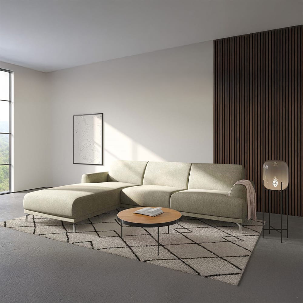 Mesonica Ecksofa links aus Polyester hellbeige - Stoff