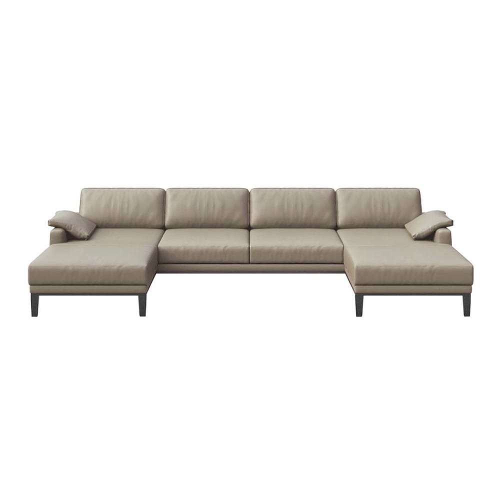 Mesonica Panorama-Sofa aus Naturleder Fossilgrau - -