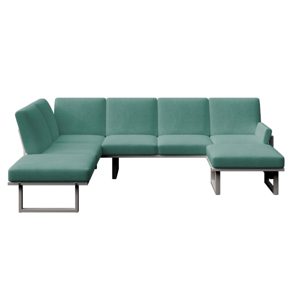 XL Panorama-Sofa tiefgrün mit anthrazitfarbenem Gestell - Maisons