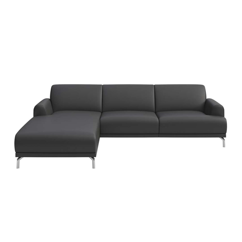 Mesonica Ecksofa links aus Naturleder Schattengrau - -