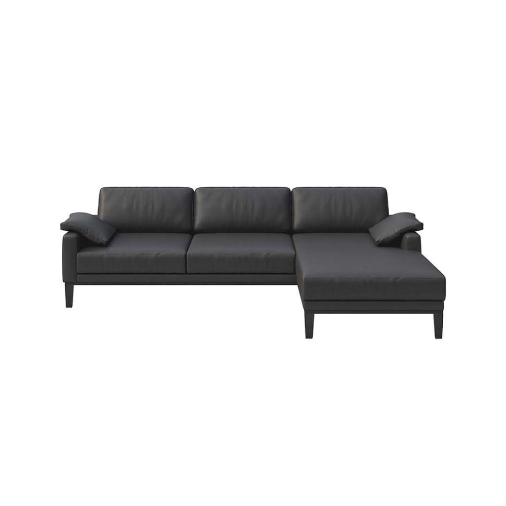 Canapé d'angle droit en cuir naturel gris ombré