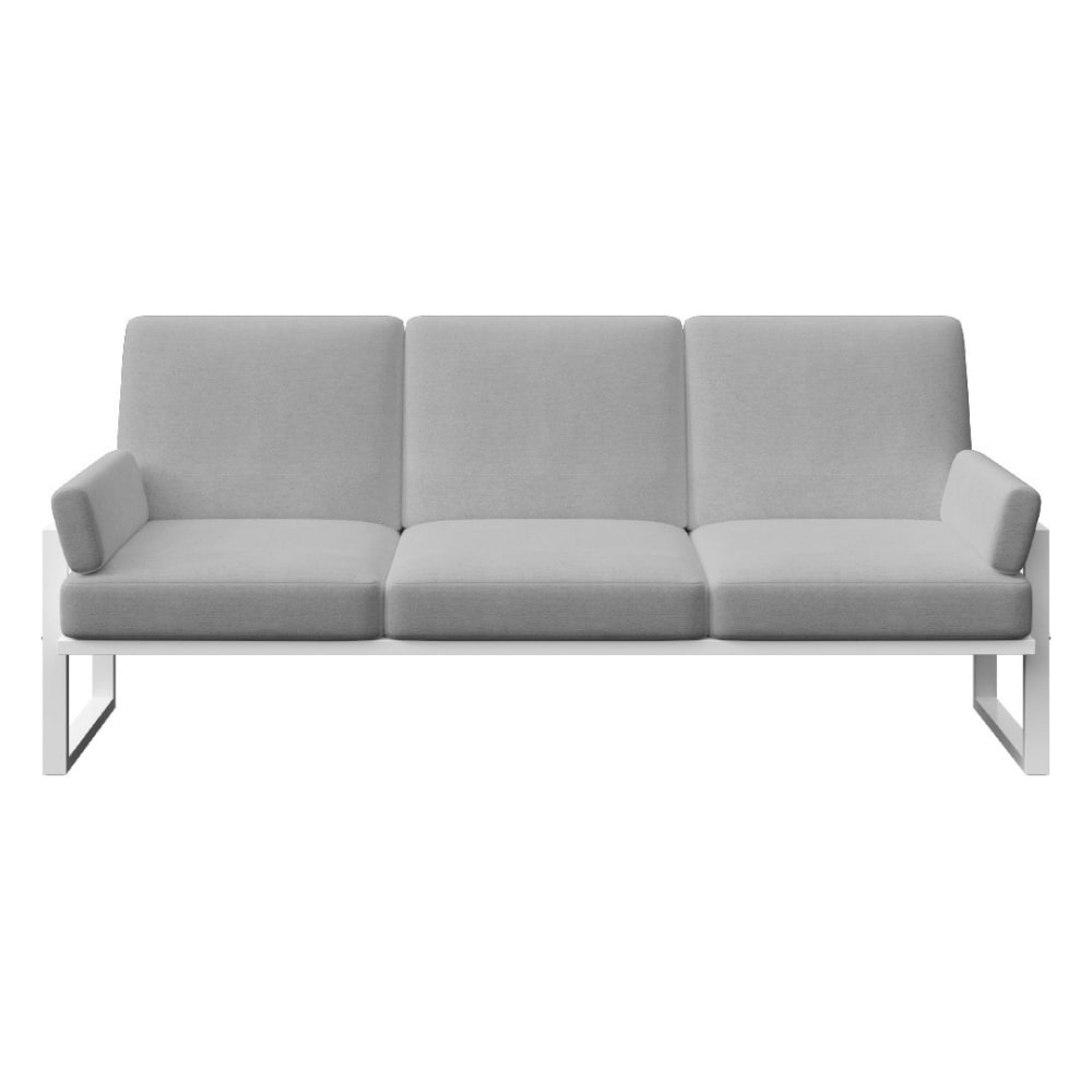 Canapé 3 places gris clair - cadre blanc