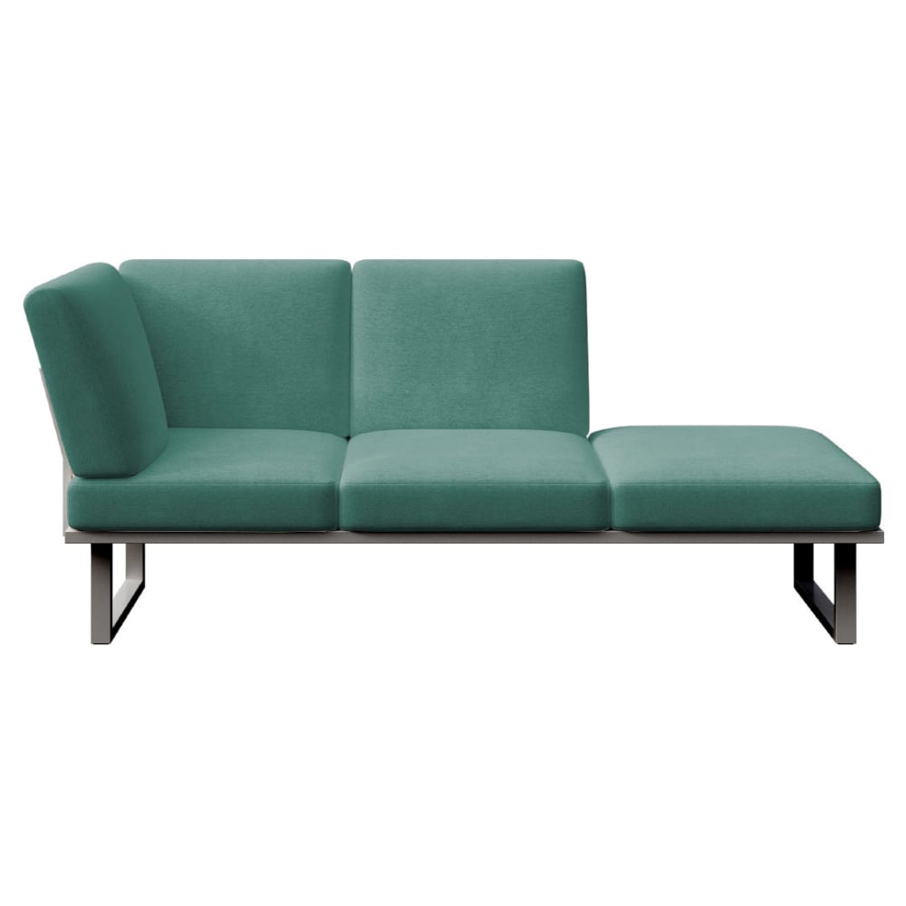 Méridienne vert profond - cadre anthracite