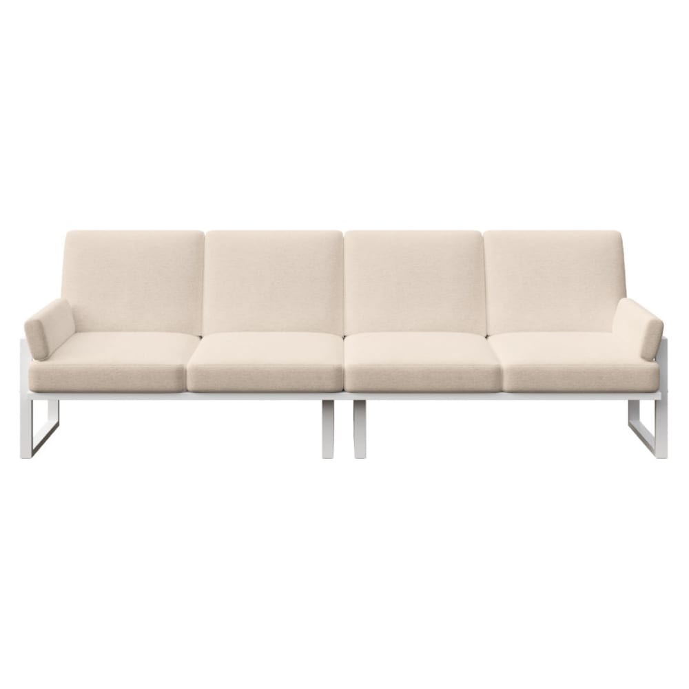 Canapé 4 places beige clair - cadre blanc