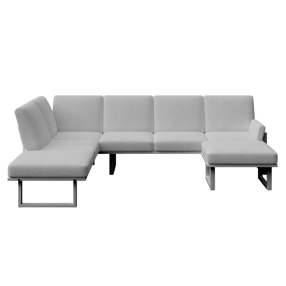 Mesonica XL Panorama-Sofa hellgrau mit anthrazitfarbenem Gestell style industrial - Stoff