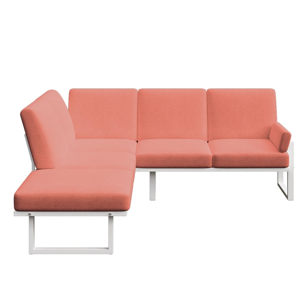 Canapé panoramique corail - cadre blanc