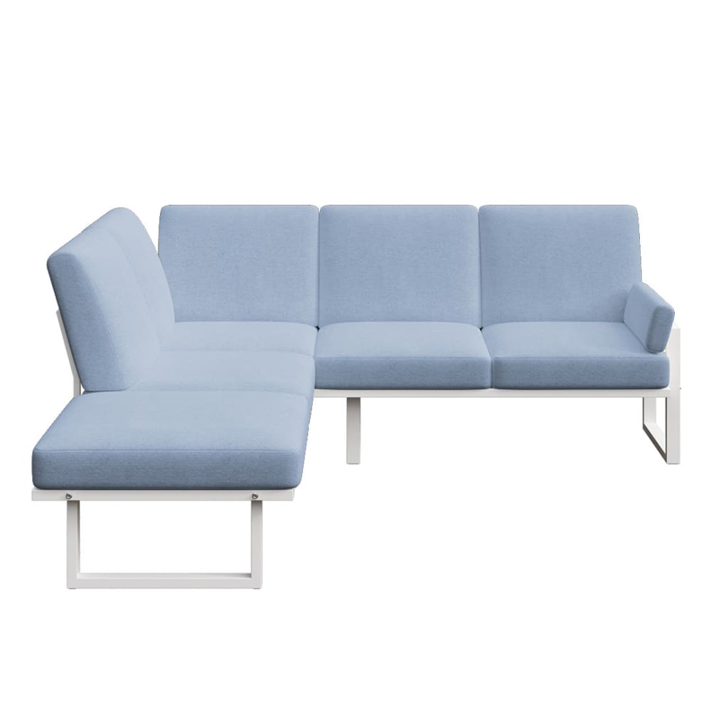 Canapé panoramique bleu clair - cadre blanc